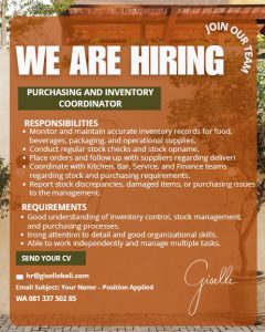 Lowongan Kerja Sebagai Purchasing & Inventory Coordinator untuk Giselle Penempatan di Badung