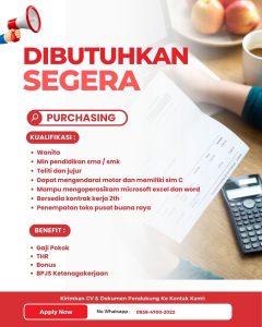 Lowongan Kerja Sebagai Purchasing dan Cold Kitchen untuk Tata's Pudding Penempatan di Denpasar