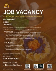Lowongan Kerja Sebagai Receptionist, Cook, Therapist, Yoga & Meditation Teacher untuk AMRTA SIDDHI Penempatan di Ubud, Gianyar