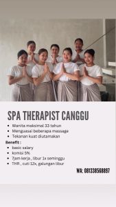 Lowongan Kerja Sebagai SPA Therapist untuk ULU SPA Penempatan di Canggu, Badung