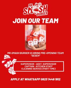 Lowongan Kerja Sebagai SPV, Asst SPV, Captain, Kitchen, Cleaning Service untuk Mr. Smash Burger Penempatan di Badung