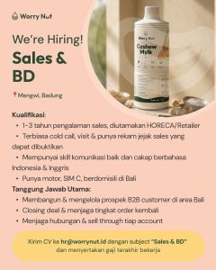Lowongan Kerja Sebagai Sales & BD untuk Worry Nut Penempatan di Mengwi, Badung