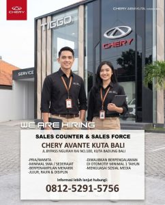 Lowongan Kerja Sebagai Sales Counter & Sales Force untuk CHERY AVANTE Penempatan di Kuta, Badung