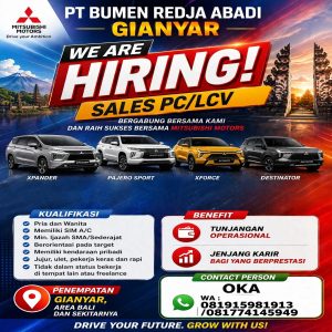 Lowongan Kerja Sebagai Sales PC/LCV untuk PT. Bumen Redja Abadi (Dealer Mitshubishi) Penempatan di Gianyar