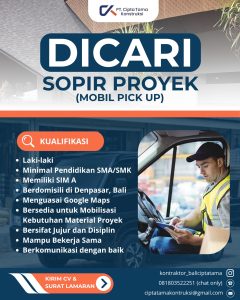 Lowongan Kerja Sebagai Sopir Proyek untuk PT. Cipta Tama Konstruksi Penempatan di Denpasar