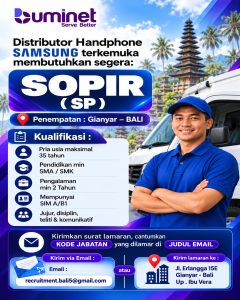 Lowongan Kerja Sebagai Sopir untuk Buminet Penempatan di Gianyar