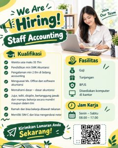 Lowongan Kerja Sebagai Staff Accounting untuk Penempatan di Denpasar