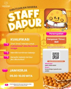 Lowongan Kerja Sebagai Staff Dapur untuk Woofelgo Penempatan di Denpasar