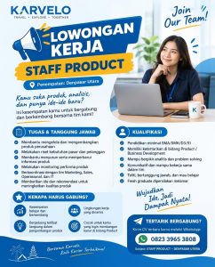 Lowongan Kerja Sebagai Staff Product untuk KARVELO Penempatan di Denpasar