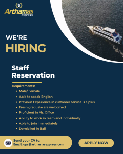 Lowongan Kerja Sebagai Staff Reservation untuk Arthamas Express Penempatan di Bali