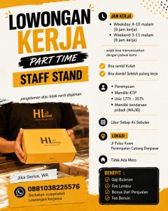 Lowongan Kerja Sebagai Staff Stand (Part Time) untuk Hi Choco Penempatan di Denpasar