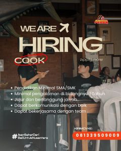 Lowongan Kerja Sebagai Steward, Waiter, Waitress, Cook dan Bar untuk Be Sanur Penempatan di Bali