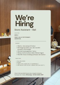 Lowongan Kerja Sebagai Store Assistant untuk Berly Penempatan di Seminyak, Badung