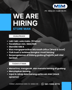 Lowongan Kerja Sebagai Store Man untuk PT. Mekayu Sari Mupu Penempatan di Badung
