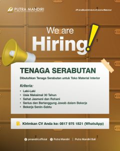Lowongan Kerja Sebagai Tenaga Serabutan untuk PUTRA MANDIRI Penempatan di Denpasar