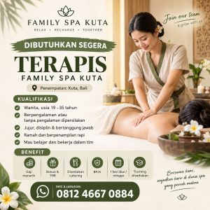 Lowongan Kerja Sebagai Therapist SPA untuk FAMILY SPA Penempatan di Badung