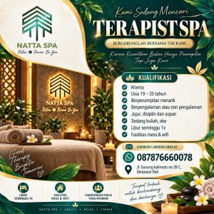 Lowongan Kerja Sebagai Therapist SPA untuk Natta SPA Penempatan di Denpasar