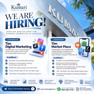 Lowongan Kerja Sebagai Tim Digital Marketing dan Tim Marketplace untuk KUMARI Cosmetics & Fashion Penempatan di Bali