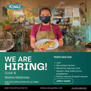 Lowongan Kerja Sebagai Waiter/Waitress, Cook untuk He'enalu Cafe & Resto Uluwatu Penempatan di Badung