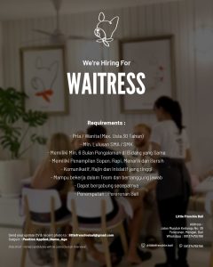 Lowongan Kerja Sebagai Waitress untuk Little Frenchie Penempatan di Pererenan, Badung