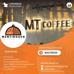 Lowongan Kerja Sebagai Waitress untuk MT COffee Penempatan di Denpasar