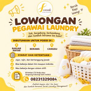 Lowongan Kerja Sebagai Pegawai Laundry untuk Searah Laundry Penempatan di Bali